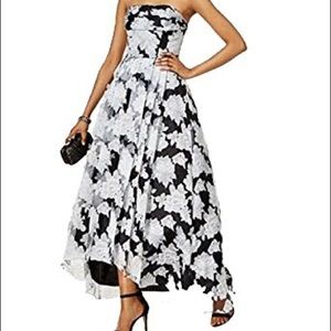 Strapless organza black and white Gown